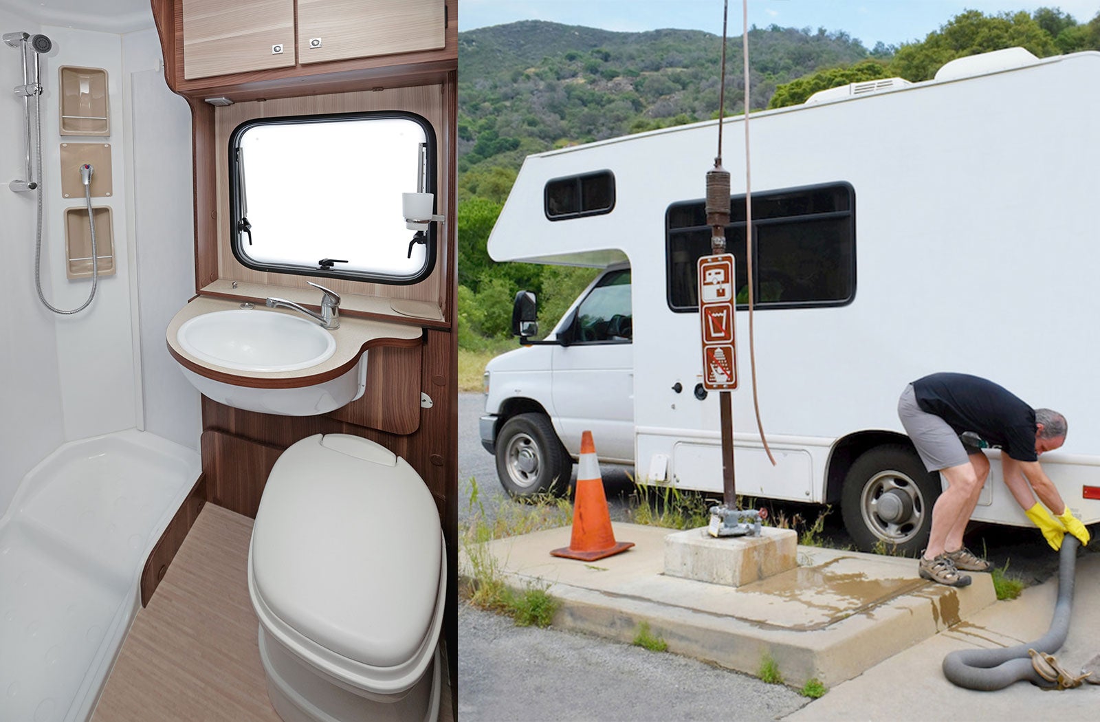 Portable RV/camper toilet and holding tank setup in Hastings, Nebraska